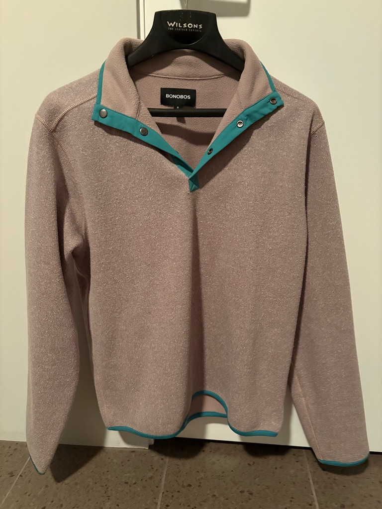 Bonobos Men's Taupe Zip-Up Sweater With Teal Trim